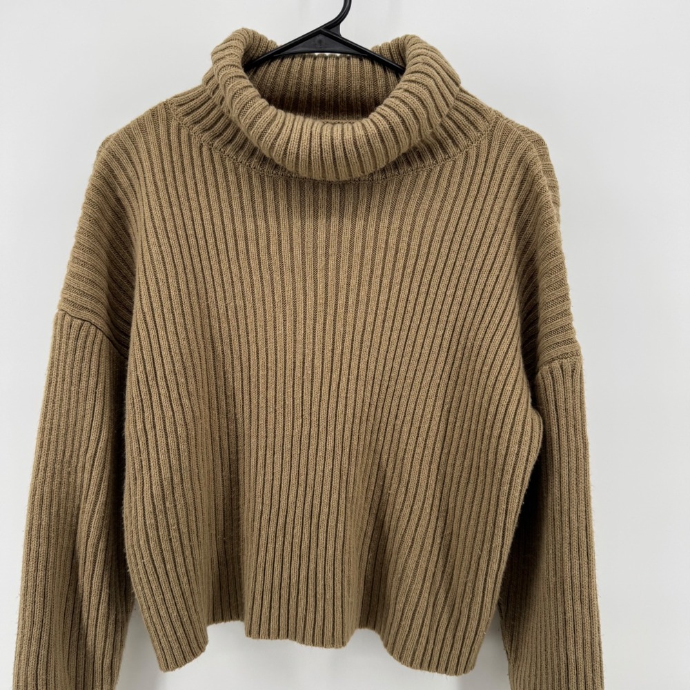 Unbranded Turtleneck Sweater Women XL Oversized Ribbed Knit Slouchy Brown